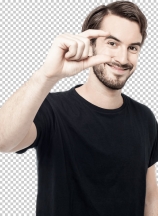 Man showing small amount with fingers